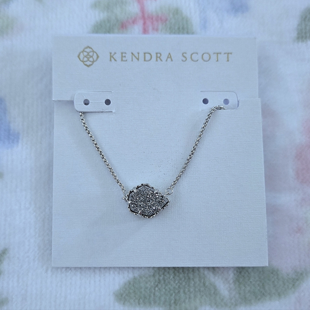 Kendra Scott "Tess" Platinum Drusy Pendant Necklace - NWT
